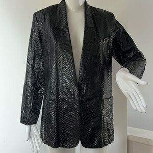Python Snakeskin Sz 6-8 Custom Made Blazer Jacket Padded Shoulders Patch Pockets